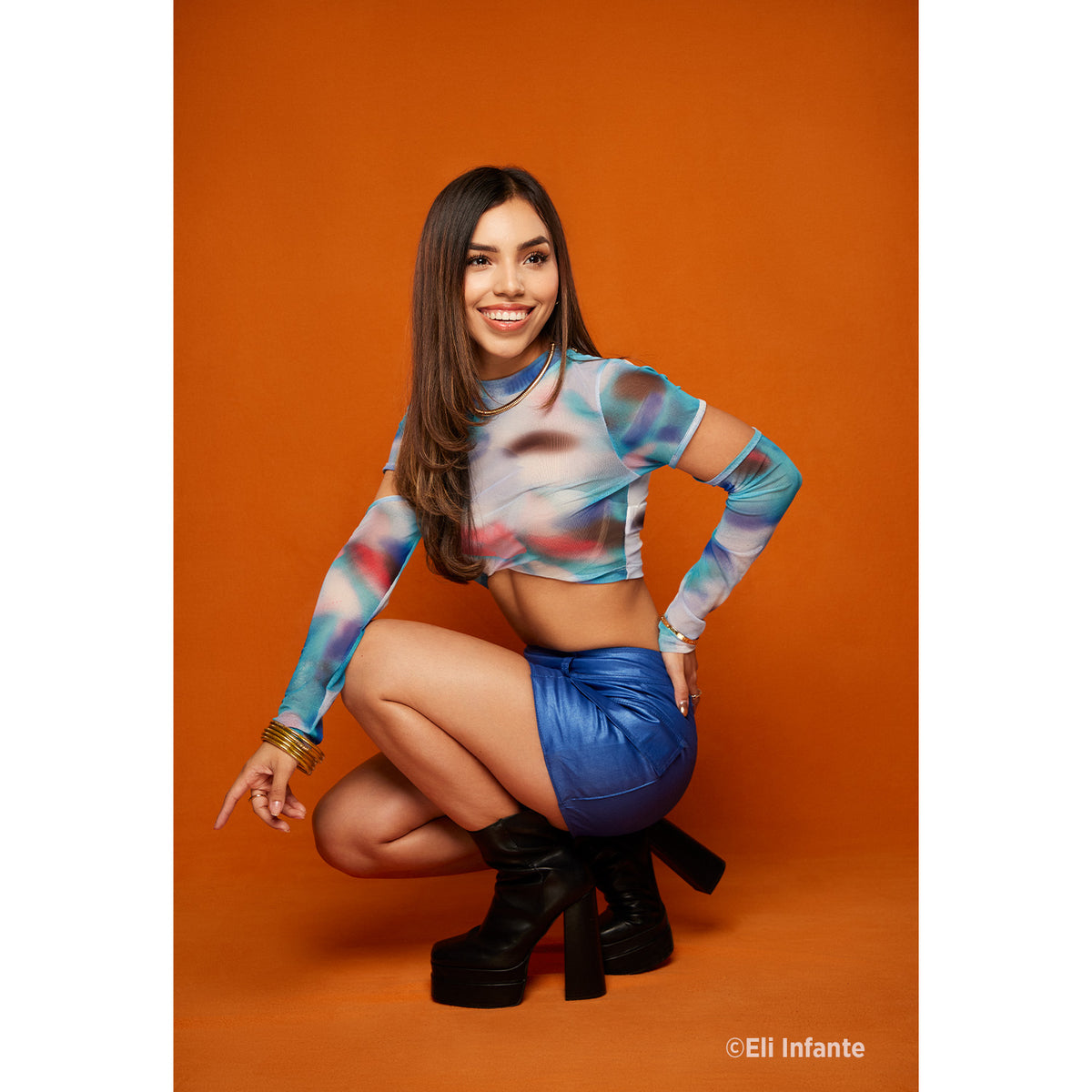 X-Drop Wrinkle-Resistant Backdrop - Tiger Orange (5' x 12')