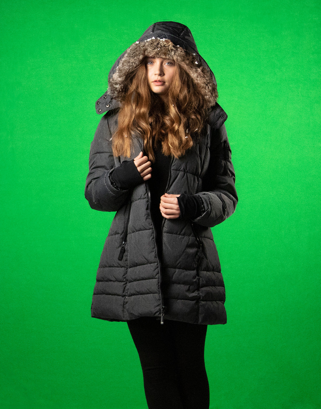 portrait on wrinkle-resistant green screen backdrop